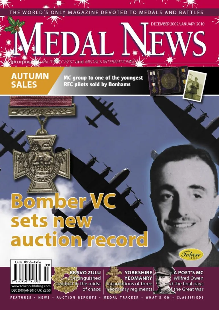 Front cover of 'Bomber VC sets new auction record', Medal News January 2010, Volume 48, Number 1 by Token Publishing