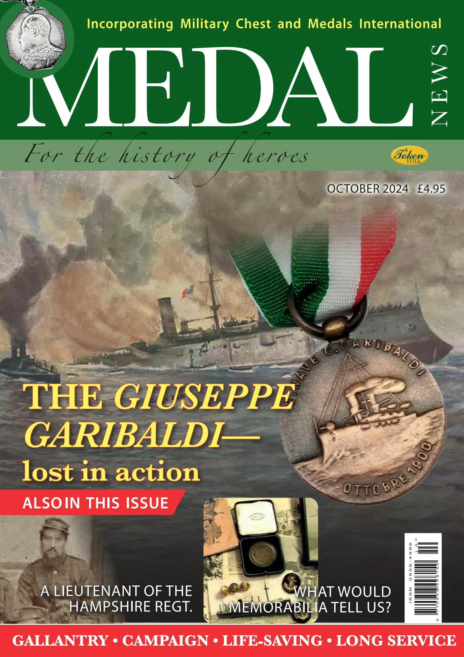 Front cover of 'The Giuseppe Garibaldi—lost in action', Medal News October 2024, Volume 62, Number 9 by Token Publishing