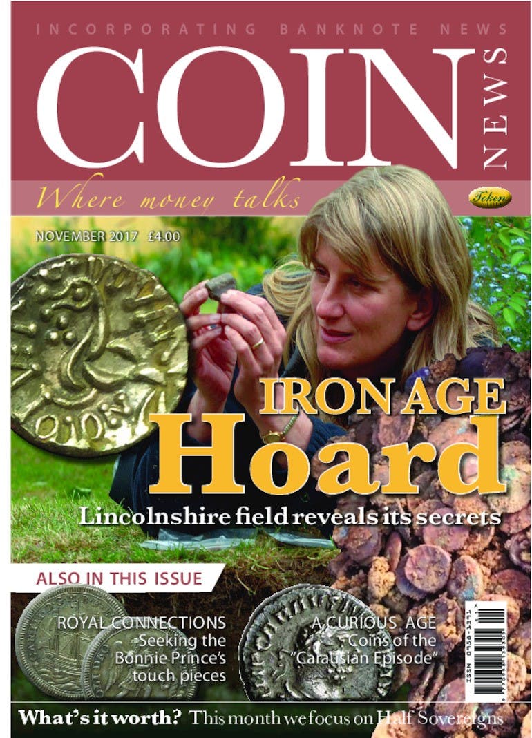 Front cover of 'Iron Age Hoard', Coin News November 2017, Volume 54, Number 11 by Token Publishing