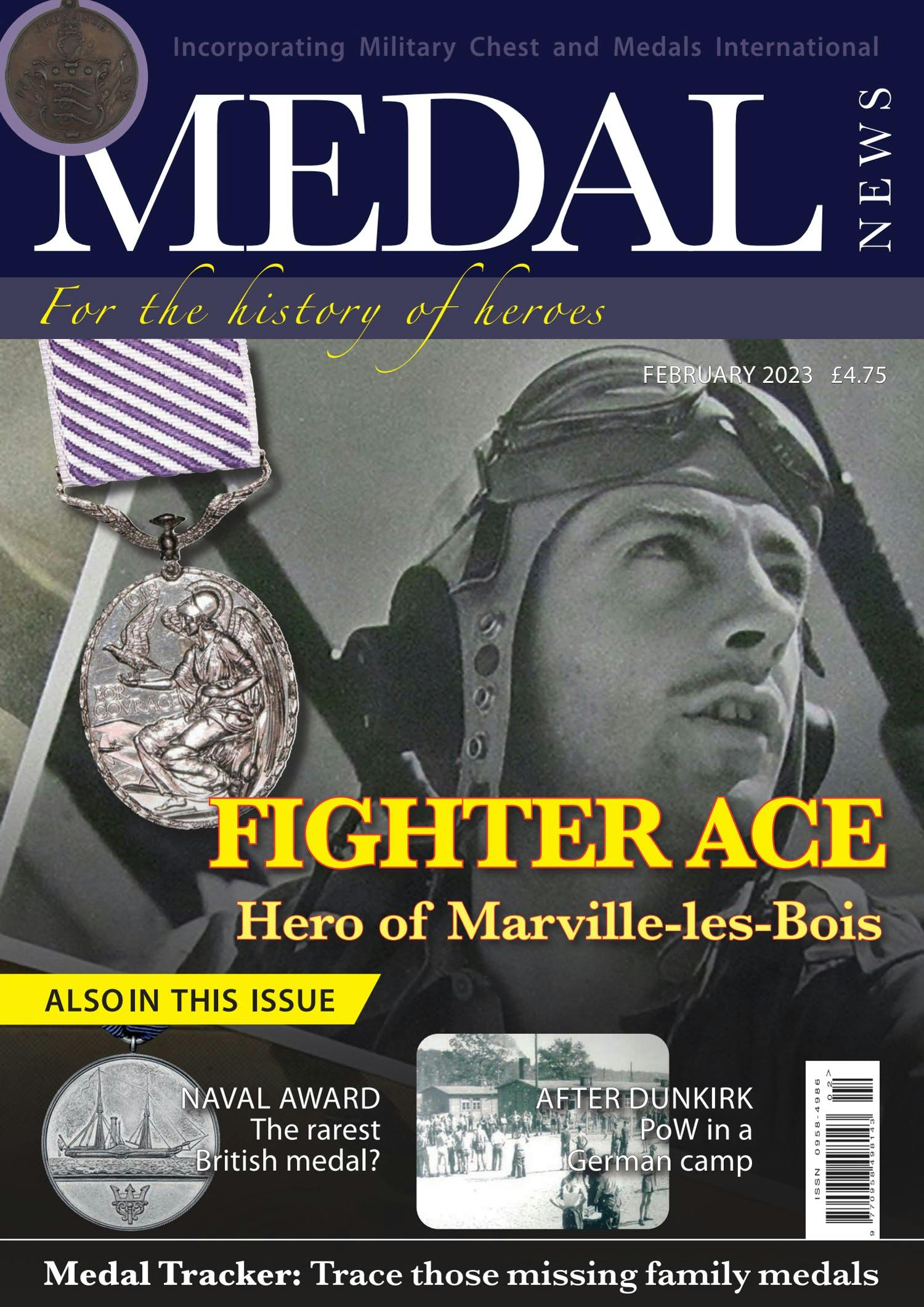 Front cover of 'Fighter Ace', Medal News February 2023, Volume 61, Number 2 by Token Publishing