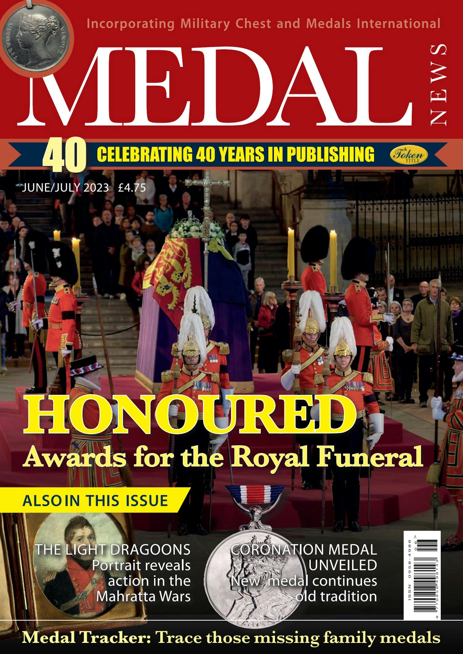 Front cover of 'Honoured', Medal News June 2023, Volume 61, Number 6 by Token Publishing