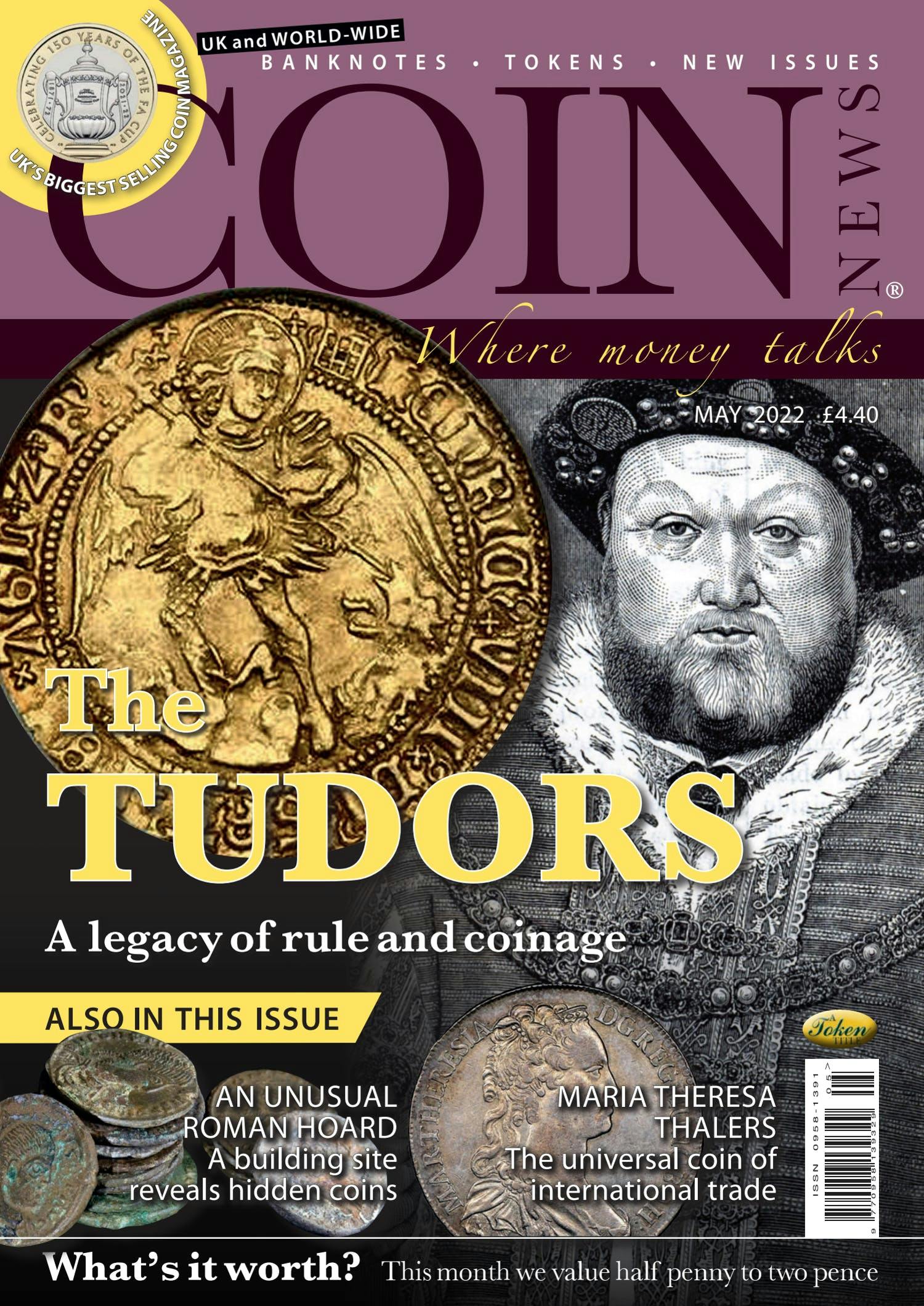 Front cover of 'The Tudors', Coin News May 2022, Volume 59, Number 5 by Token Publishing