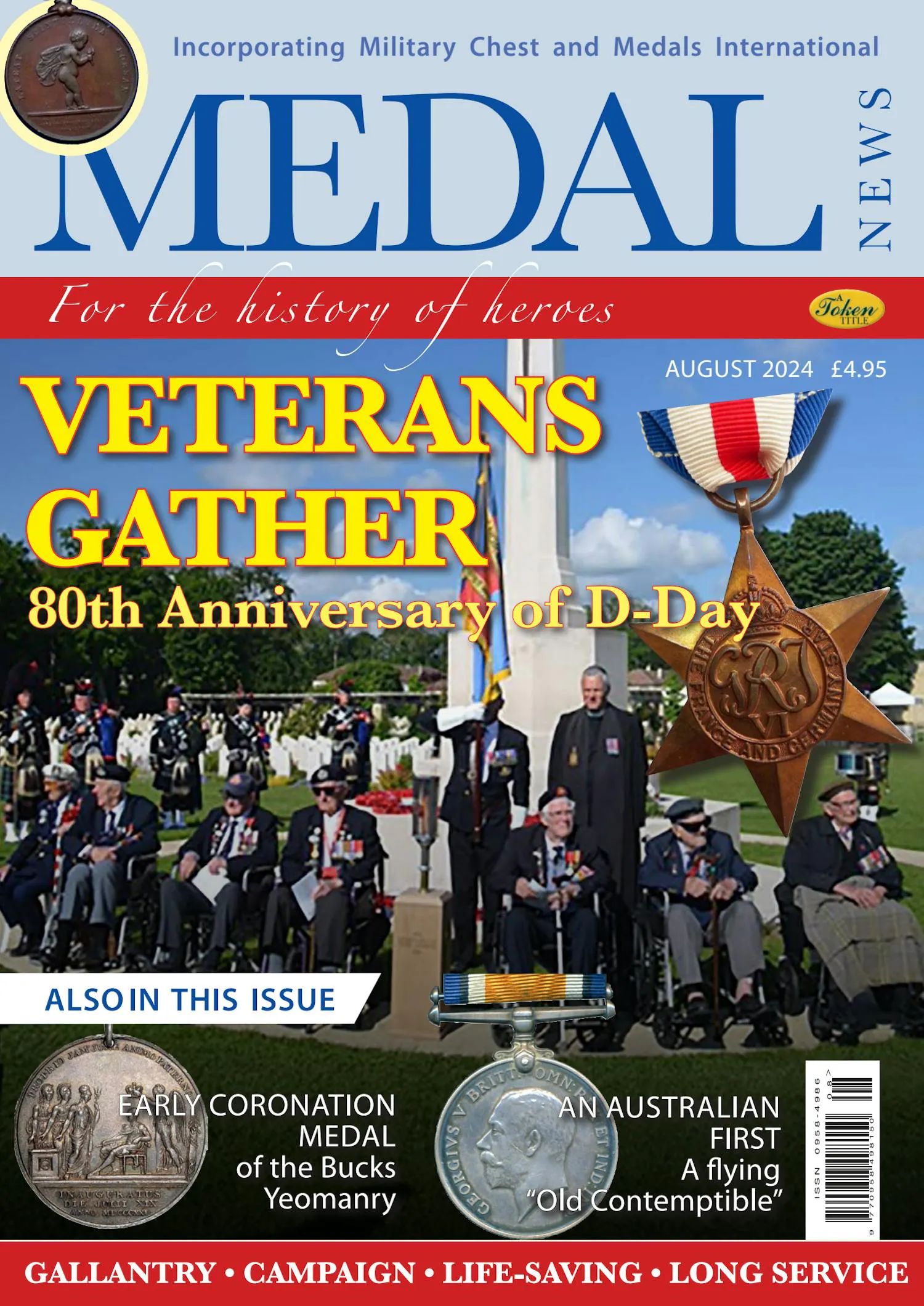 Front cover of 'Veterans gather', Medal News August 2024, Volume 62, Number 7 by Token Publishing