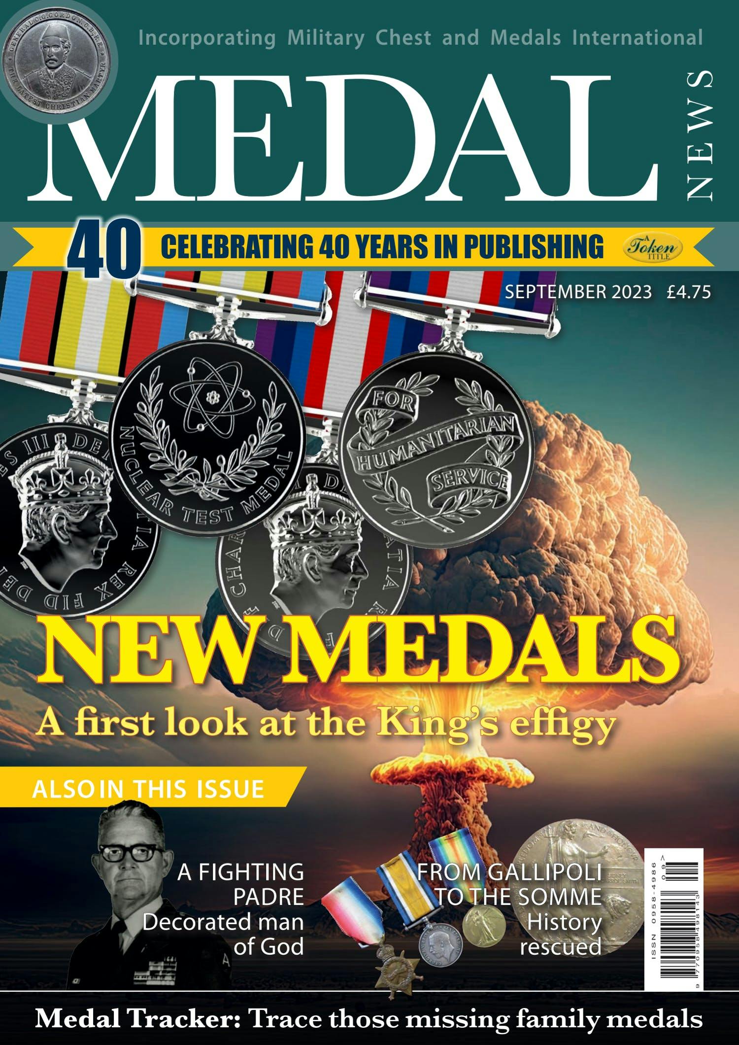 Front cover of 'New medals', Medal News September 2023, Volume 61, Number 8 by Token Publishing
