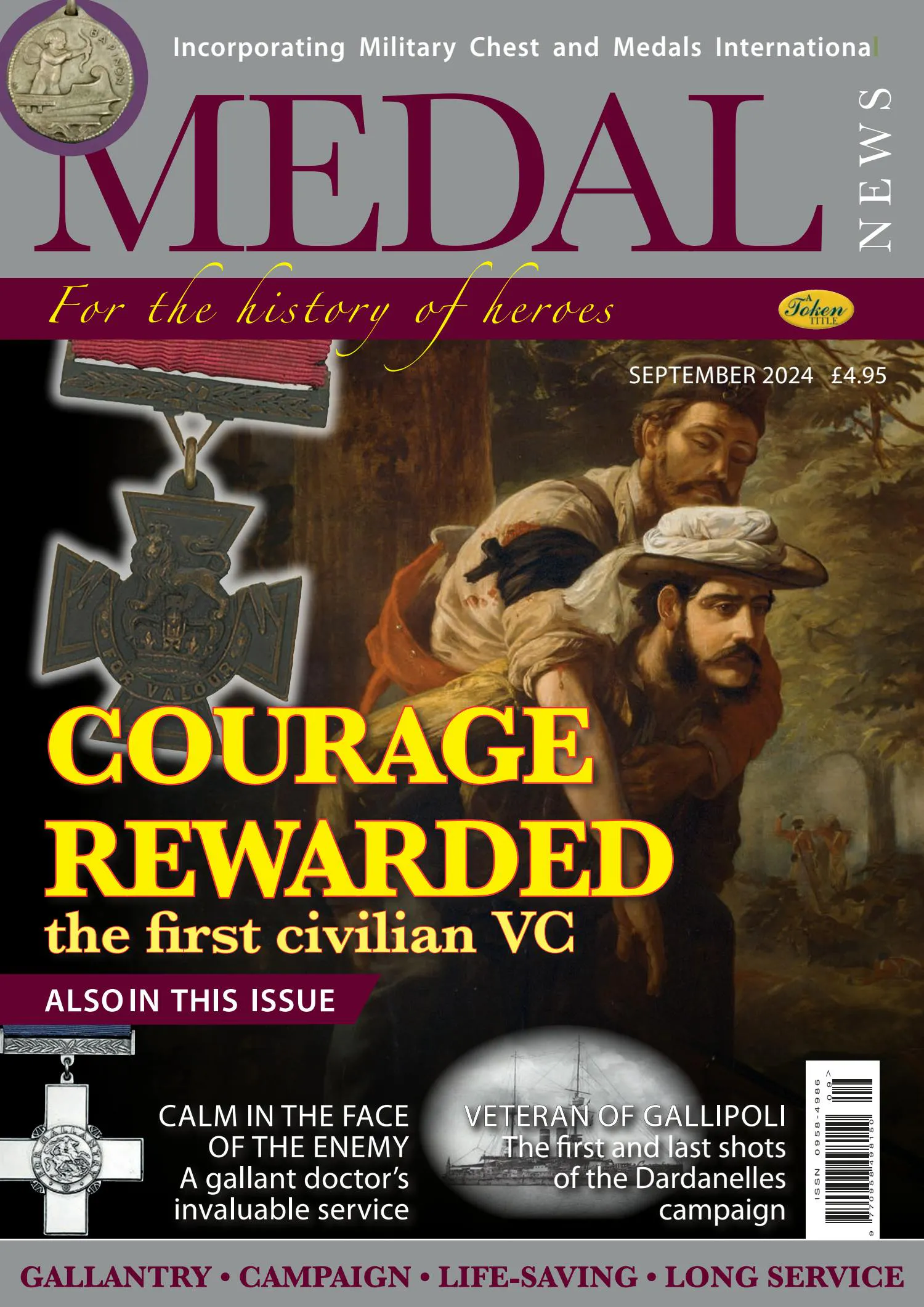 Front cover of 'Courage rewarded', Medal News September 2024, Volume 62, Number 8 by Token Publishing