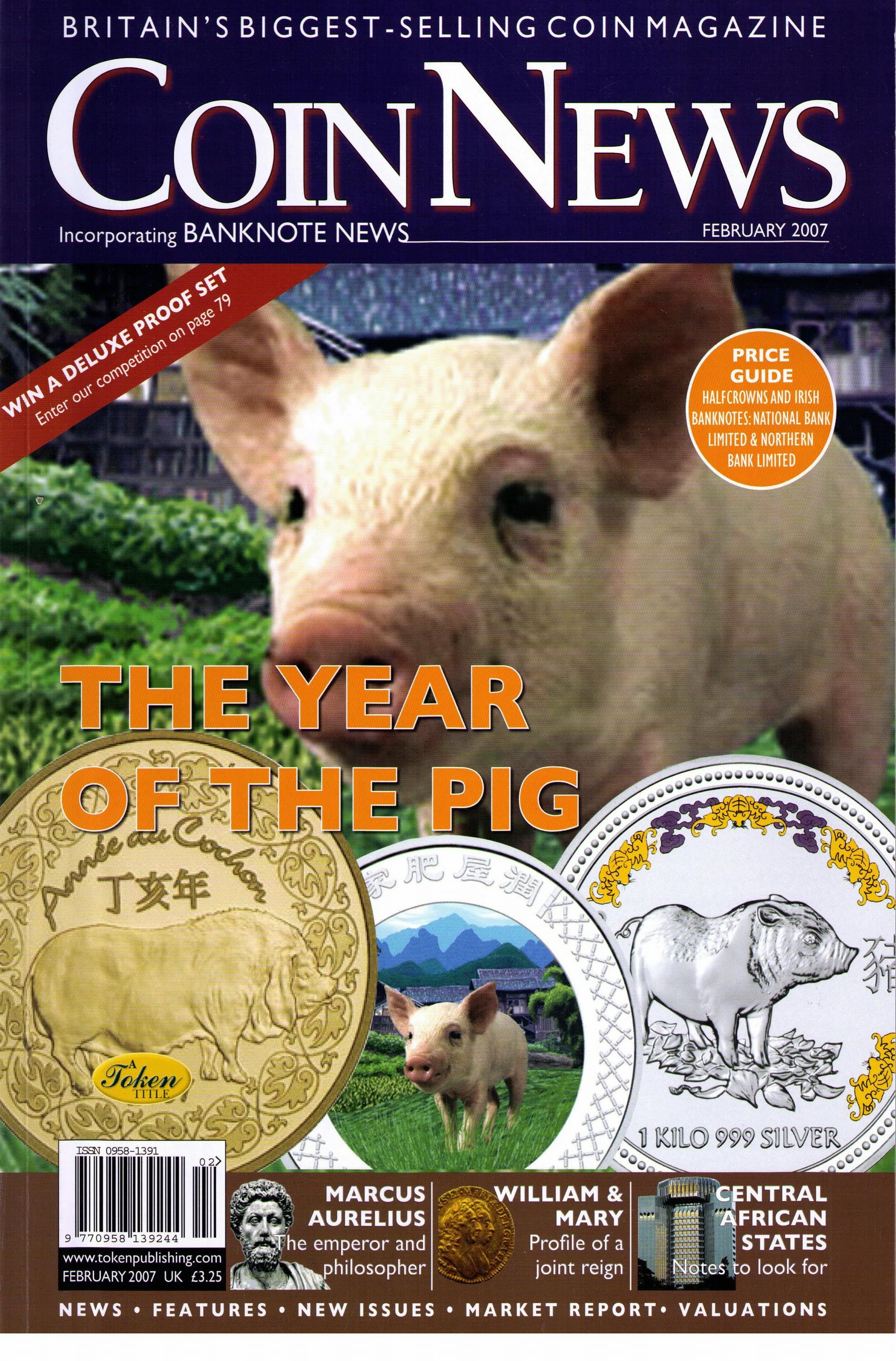 Front cover of 'What a boar?', Coin News February 2007, Volume 44, Number 2 by Token Publishing