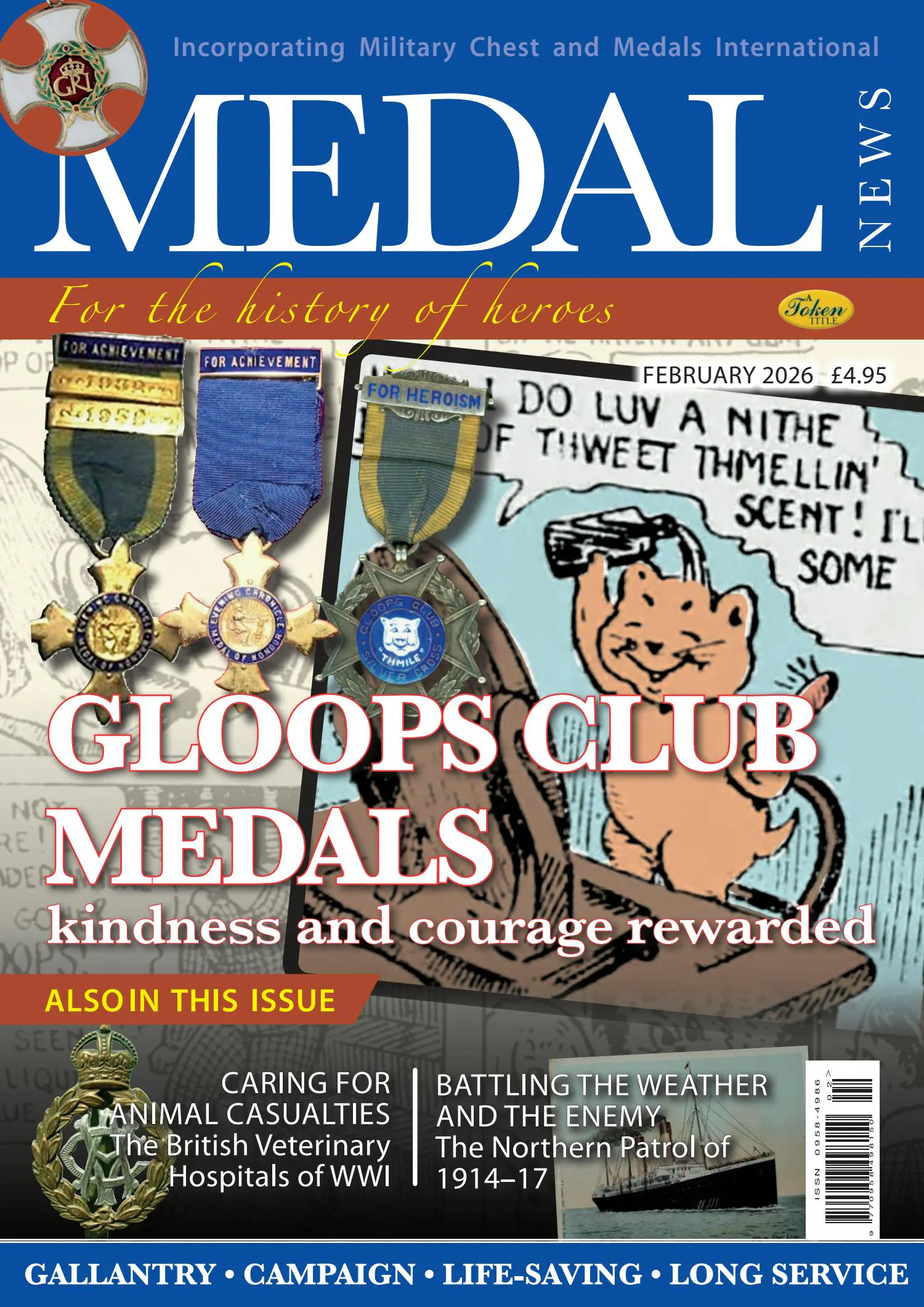 Front cover of 'Gloops Club Medals', Medal News February 2026, Volume 64, Number 2 by Token Publishing