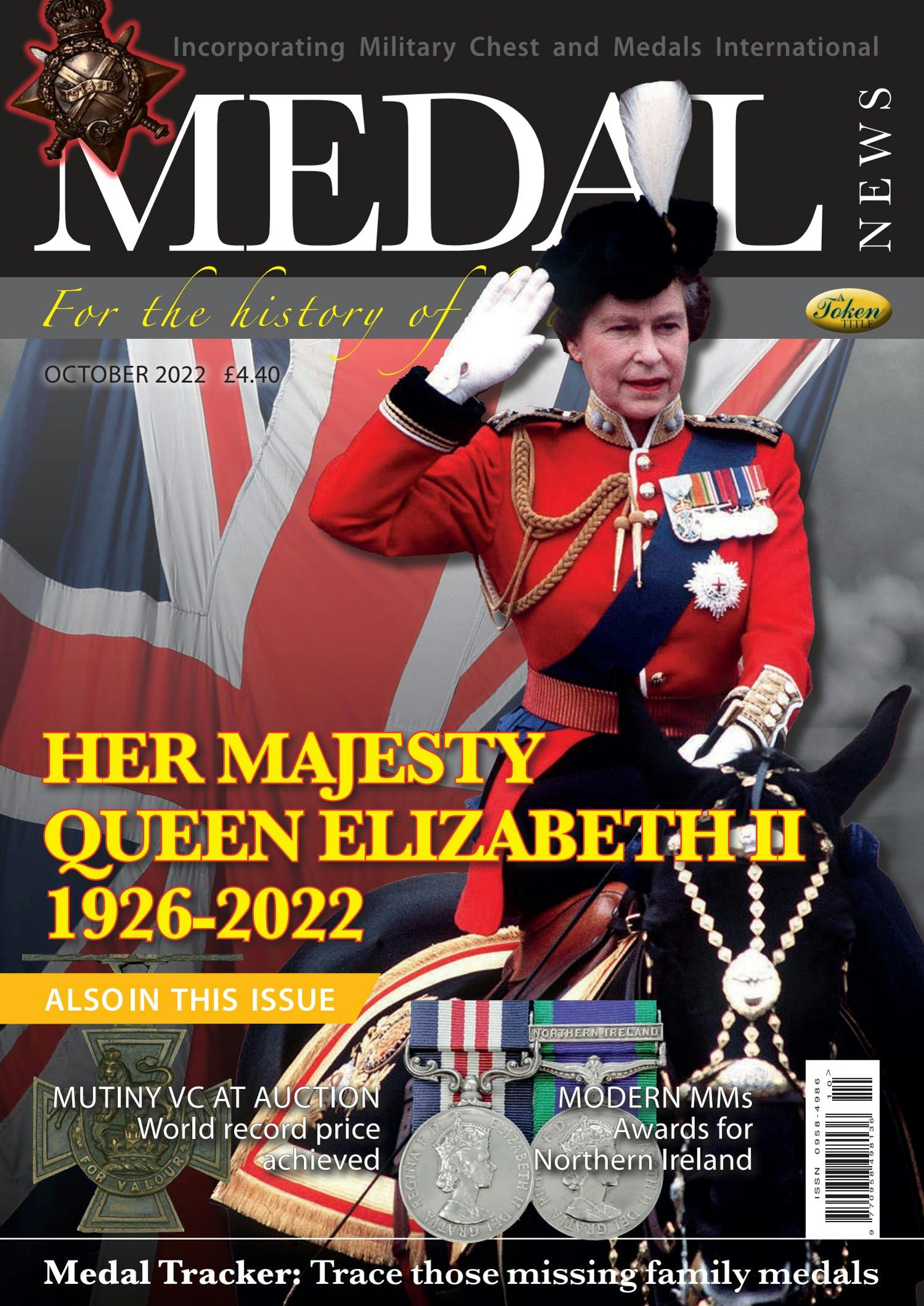 Front cover of 'Elizabeth II', Medal News October 2022, Volume 60, Number 9 by Token Publishing