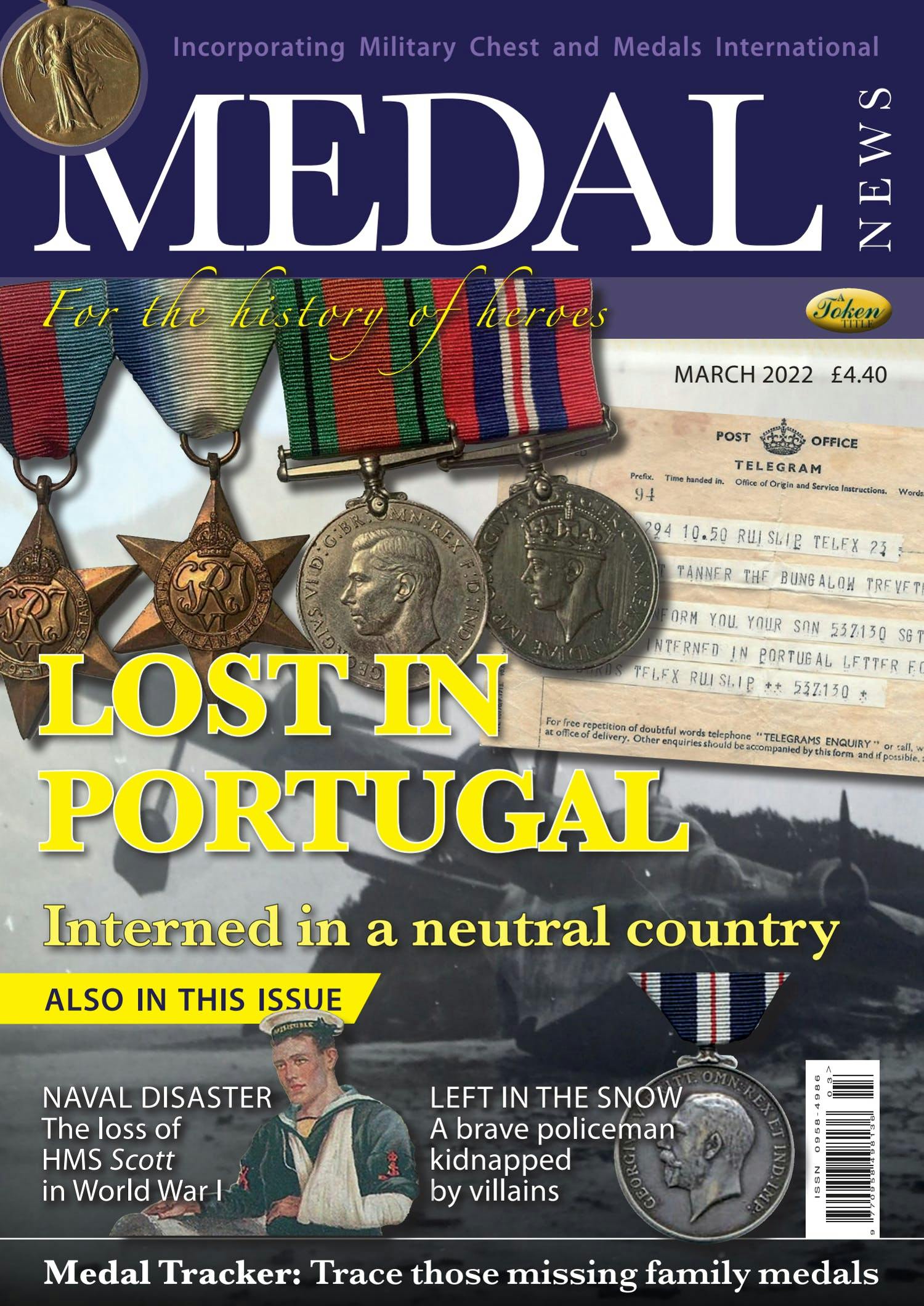 Front cover of 'Lost in Portugal', Medal News March 2022, Volume 60, Number 3 by Token Publishing
