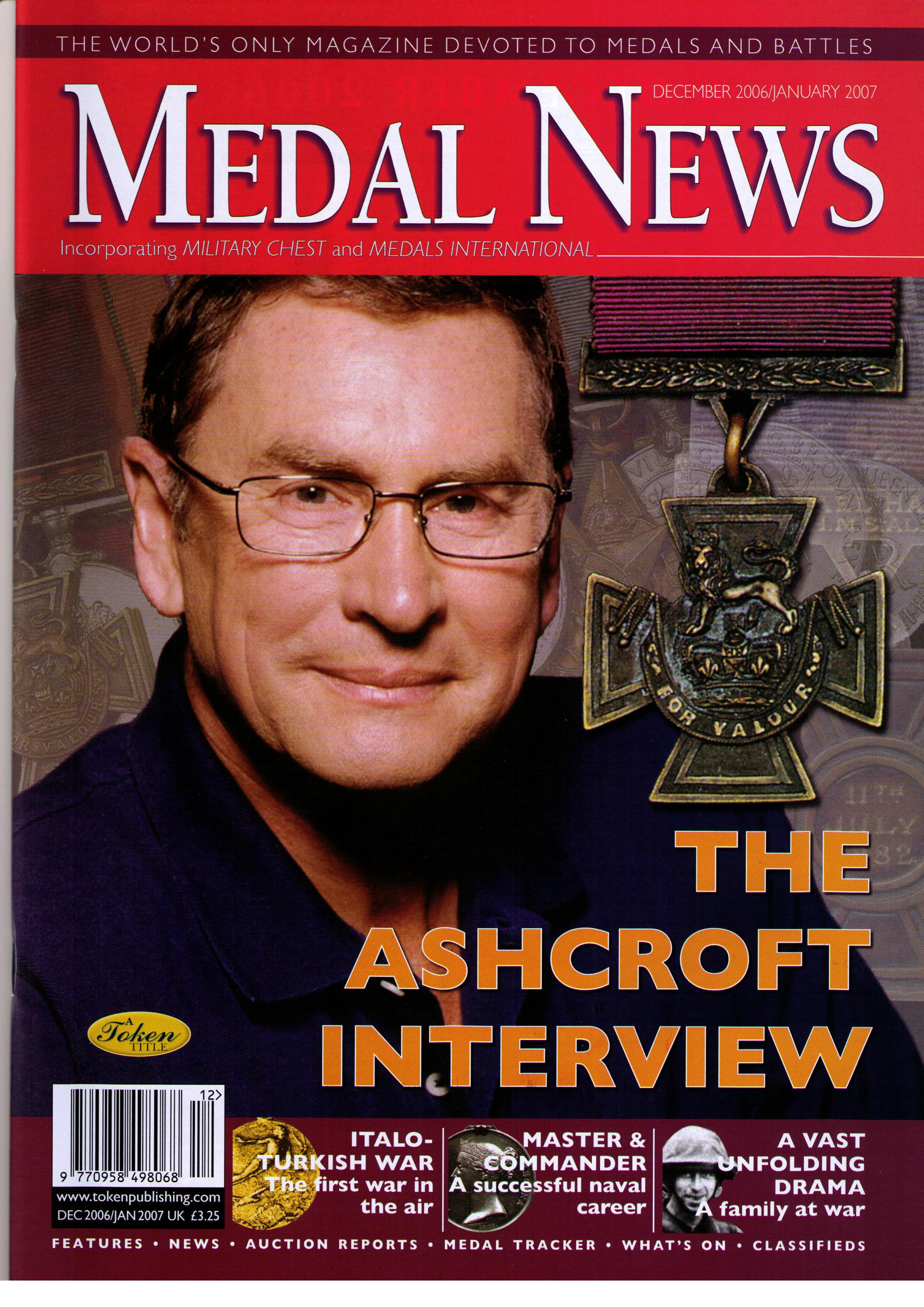 Front cover of 'Helping History', Medal News December 2006, Volume 45, Number 1 by Token Publishing