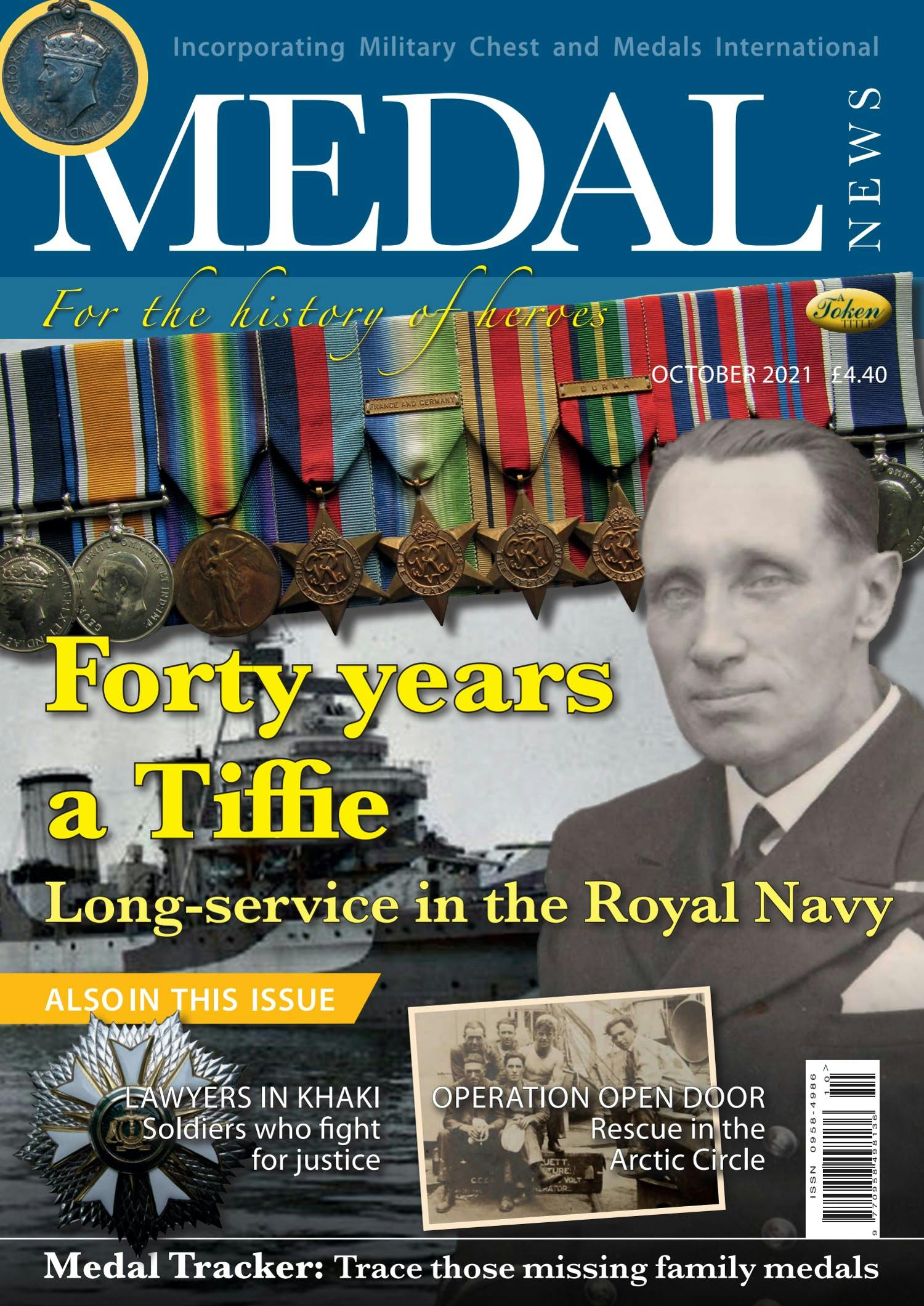 Front cover of 'Forty years a Tiffie', Medal News October 2021, Volume 59, Number 9 by Token Publishing