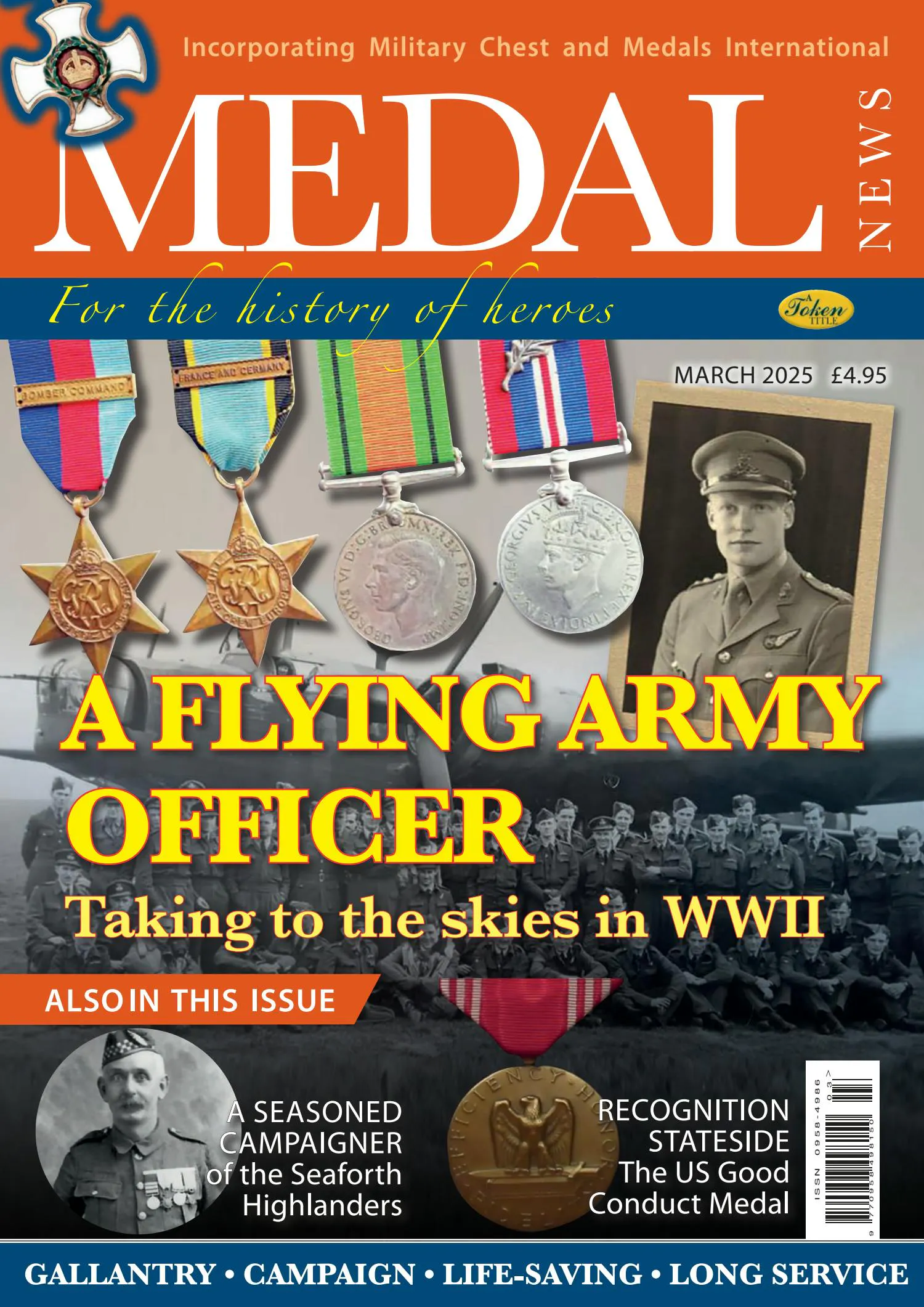 Front cover of 'A Flying Army Officer', Medal News March 2025, Volume 63, Number 3 by Token Publishing