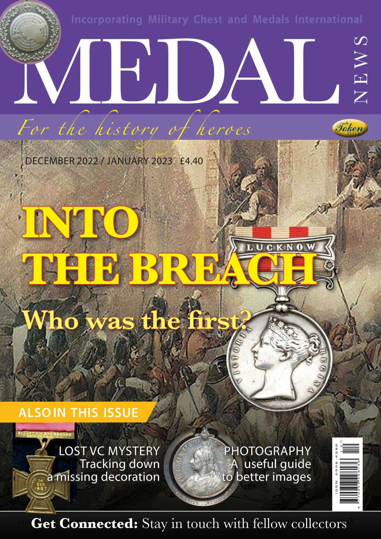 Front cover of 'Into the breach', Medal News January 2023, Volume 61, Number 1 by Token Publishing