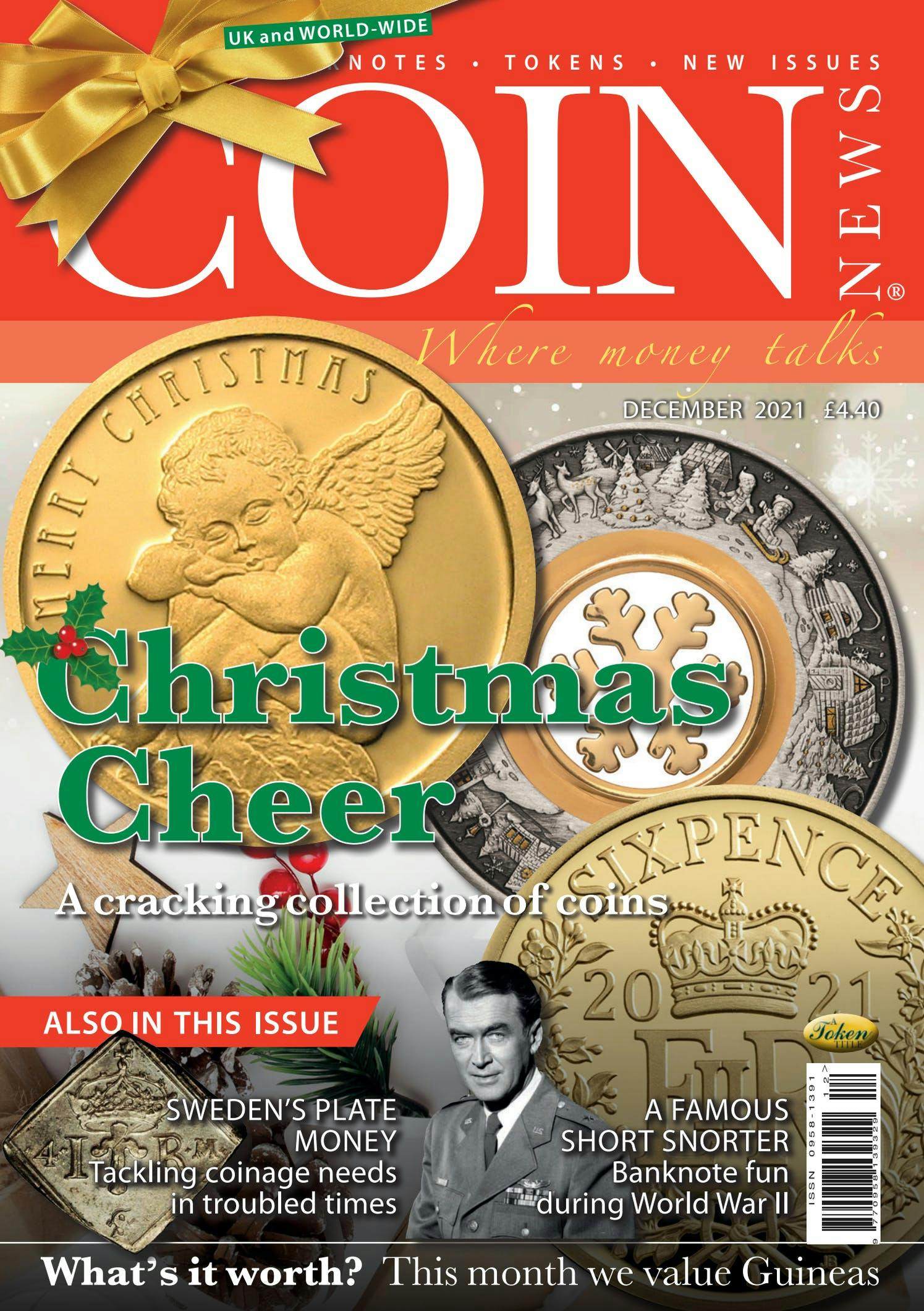 Front cover of 'Christmas Cheer', Coin News December 2021, Volume 58, Number 12 by Token Publishing
