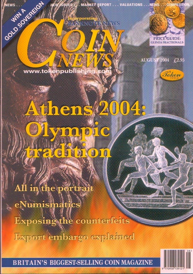 Front cover of 'A happy situation', Coin News August 2004, Volume 41, Number 8 by Token Publishing