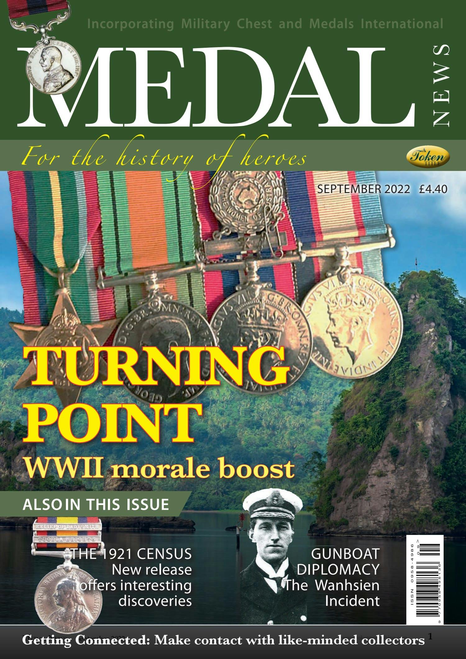 Front cover of 'Turning Point', Medal News September 2022, Volume 60, Number 8 by Token Publishing
