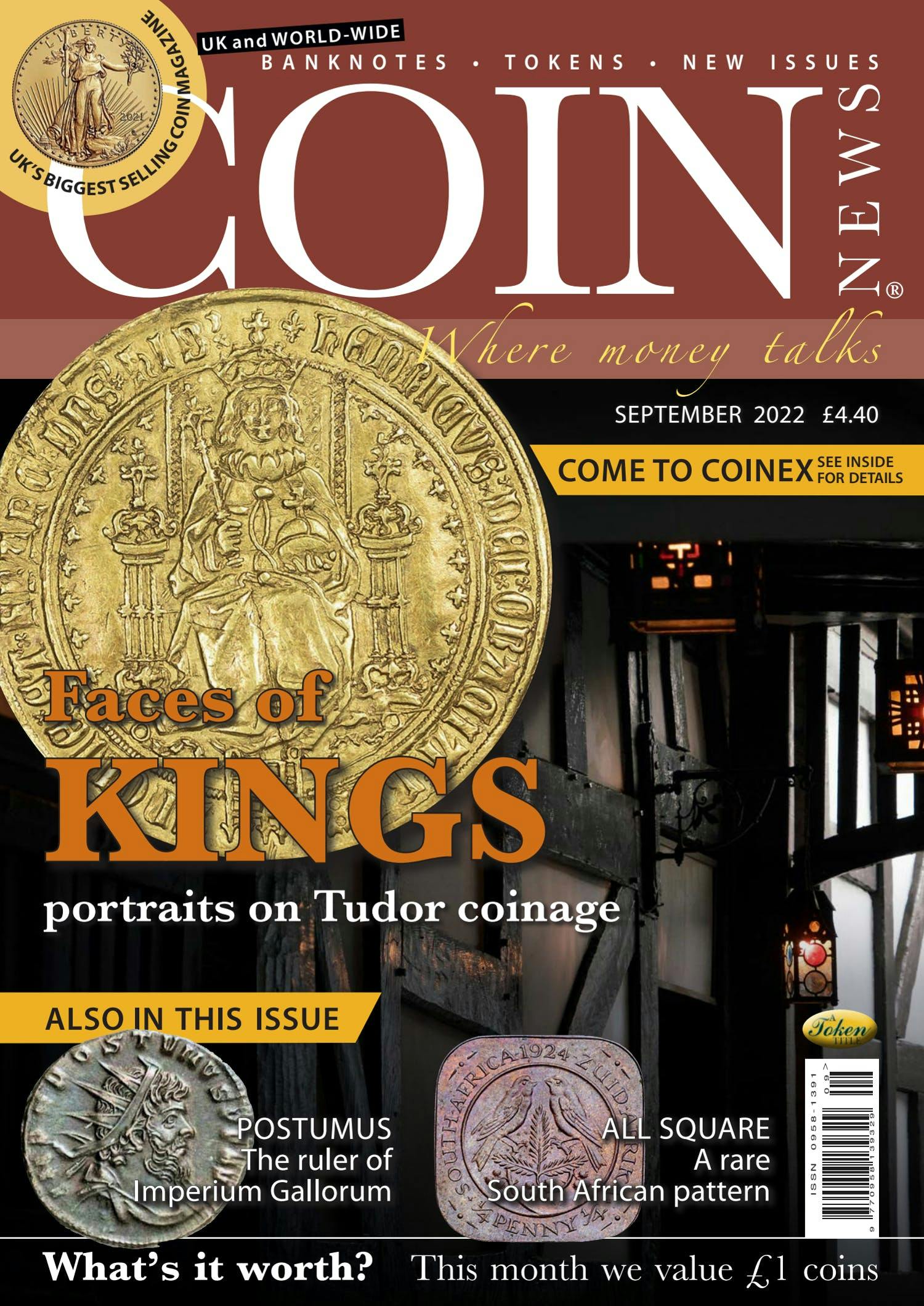 Front cover of 'Faces of Kings', Coin News September 2022, Volume 59, Number 9 by Token Publishing
