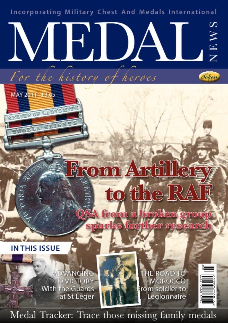 Front cover of 'From Artillery to the RAF', Medal News May 2011, Volume 49, Number 5 by Token Publishing