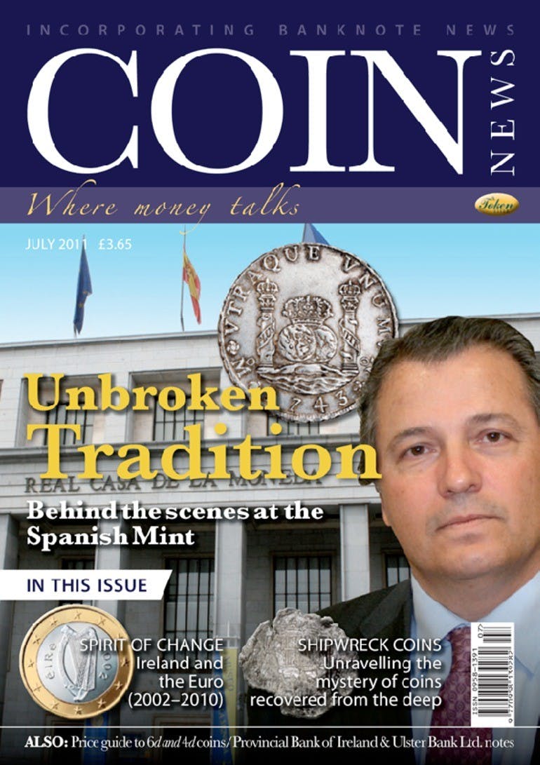Front cover of 'Unbroken Tradition', Coin News July 2011, Volume 48, Number 7 by Token Publishing
