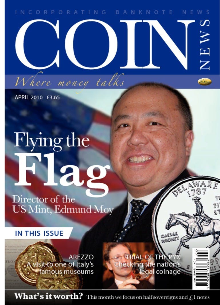 Front cover of 'Flying the Flag - NO LONGER AVAILABLE', Coin News April 2010, Volume 47, Number 4 by Token Publishing